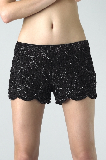 Basix Black Label Scalloped Silk Shorts