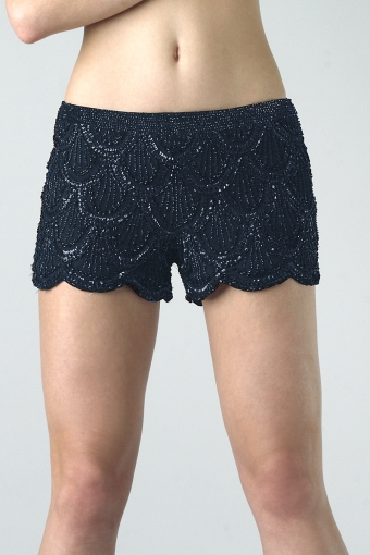 Basix Black Label Scalloped Silk Shorts