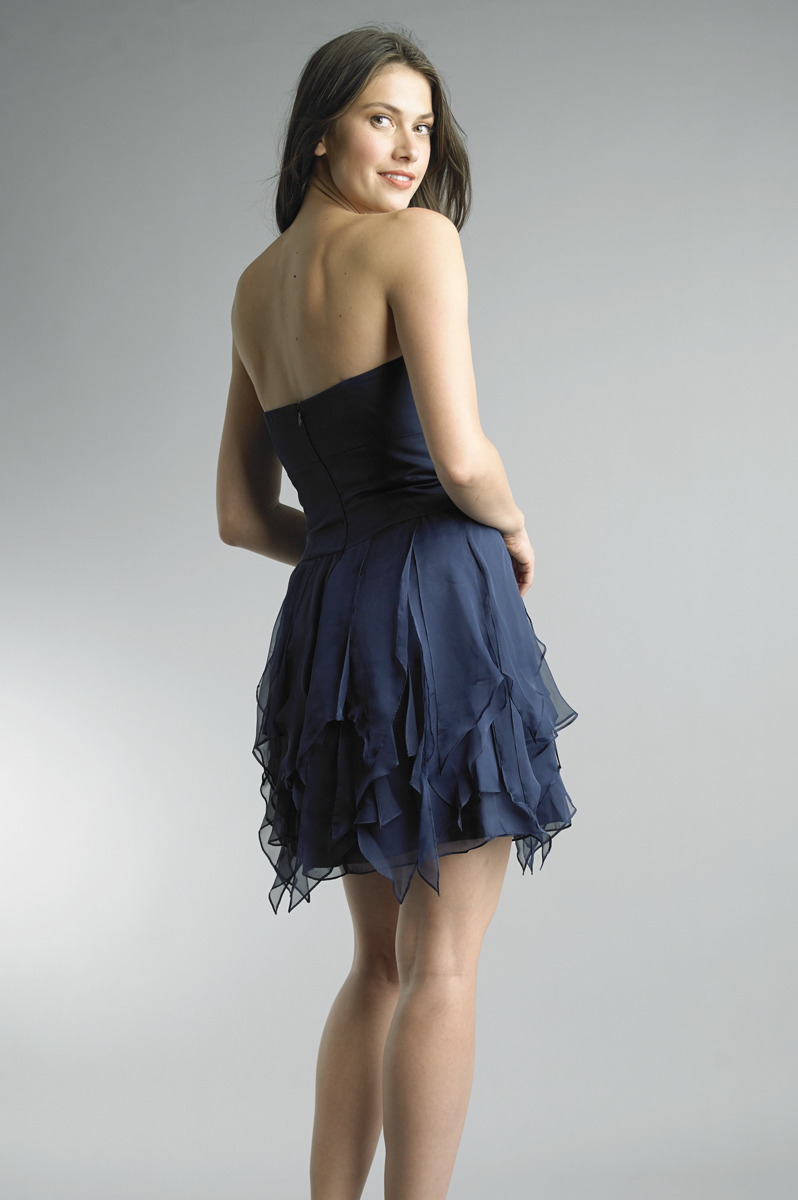 raw silk cocktail dress with fringed hem