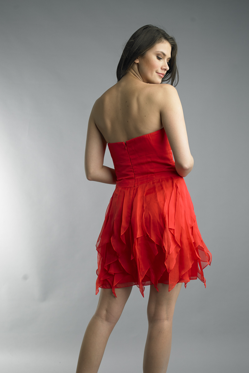 raw silk cocktail dress with fringed hem
