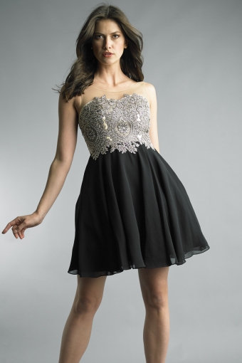 Bead Strapless Cocktail Dress