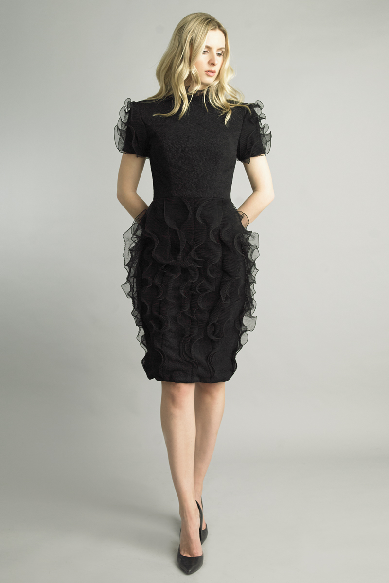 Basix Black Label Short Sleeve Ruffle Dress