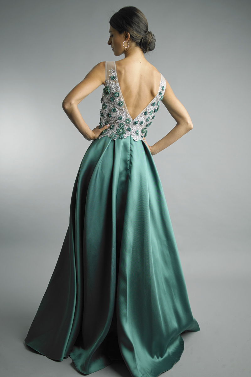 Embroidered Illusion Ballgown