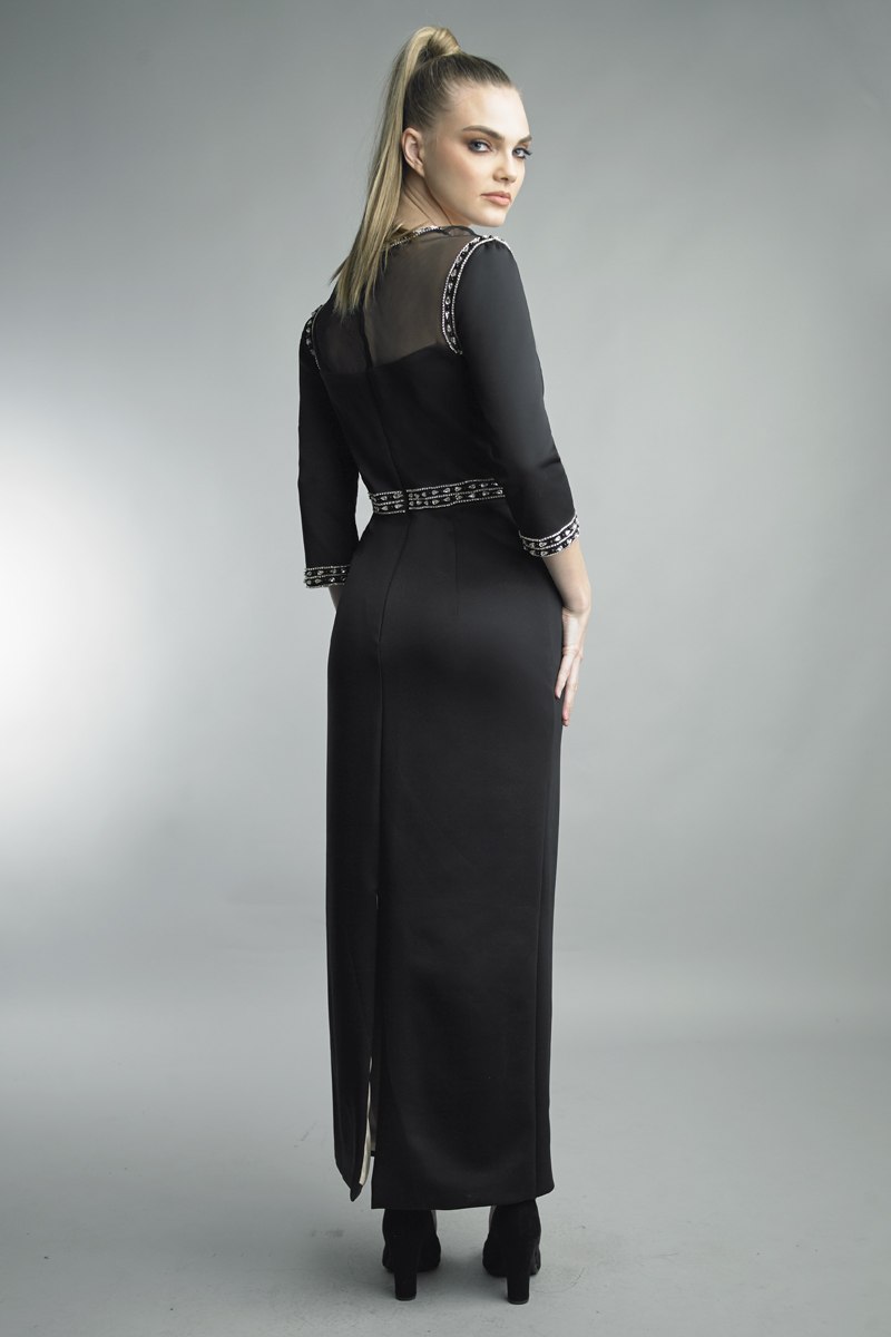 Bead Long Sleeve Gown