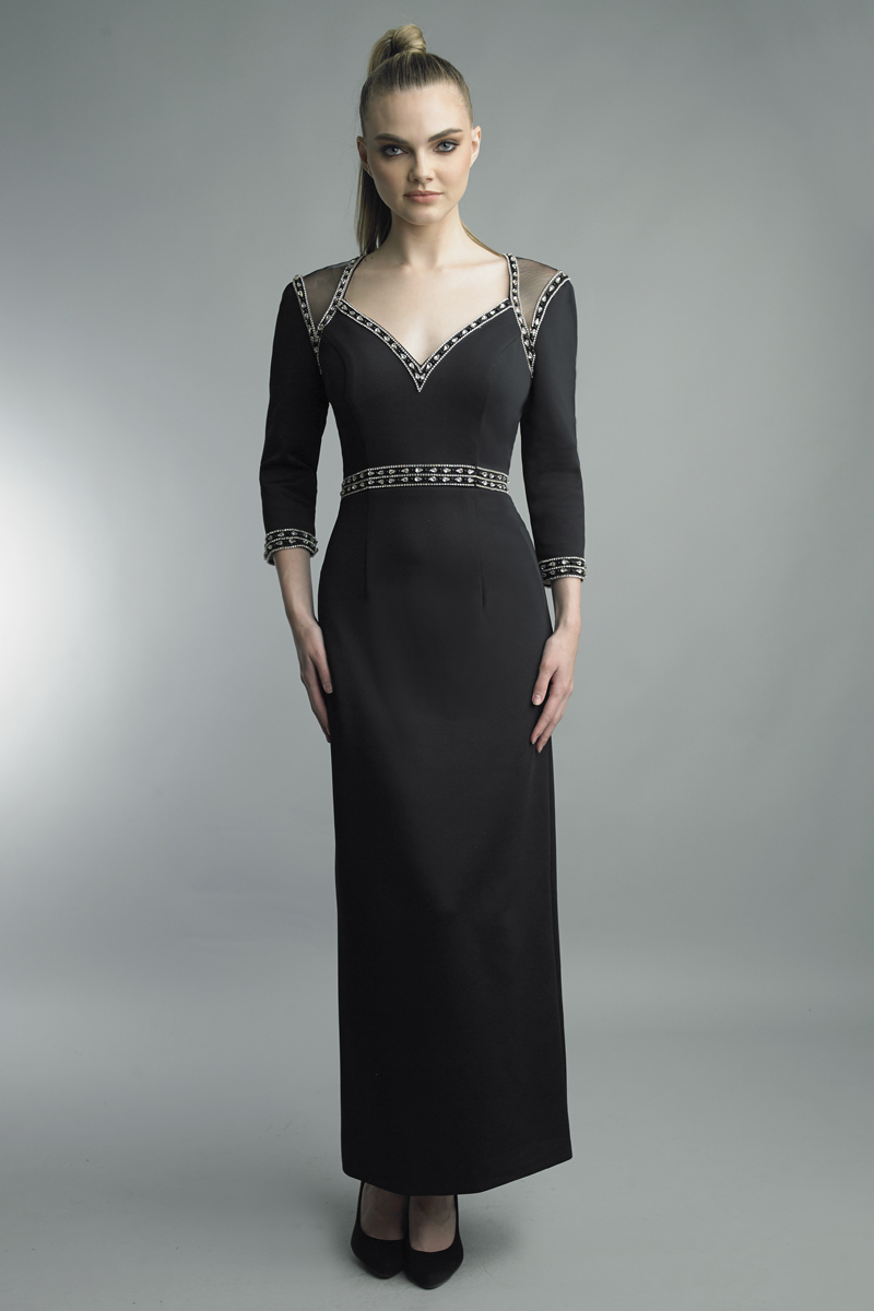 Bead Long Sleeve Gown
