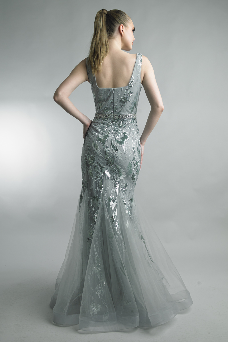 Sequin Embellished Mermaid Tulle Gown