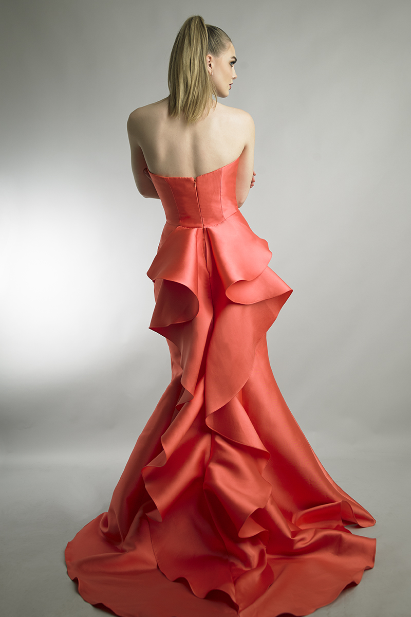 Coral Strapless Mermaid Gown