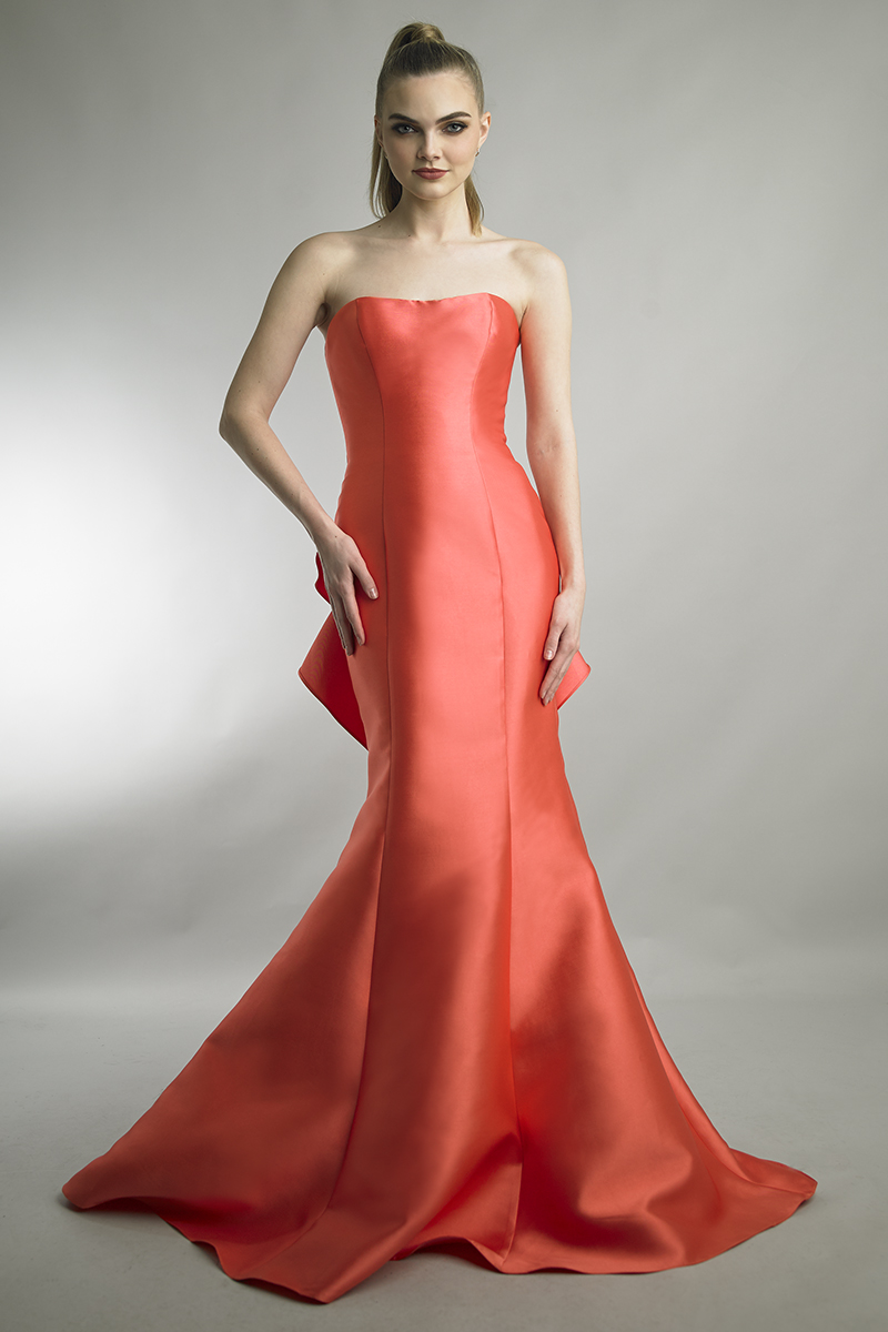 Coral Strapless Mermaid Gown