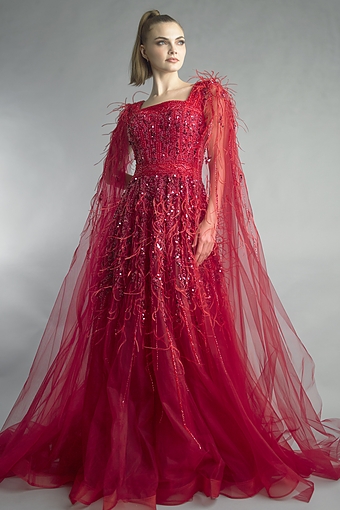 Sequin Cape Gown