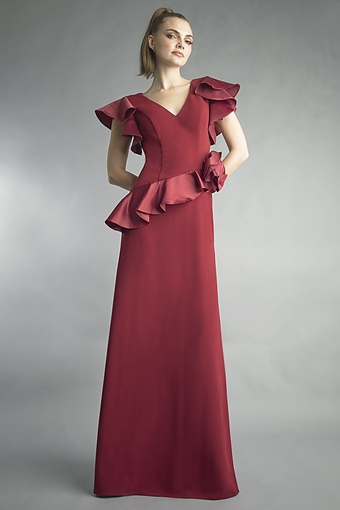 Ruffle V-Neck Gown