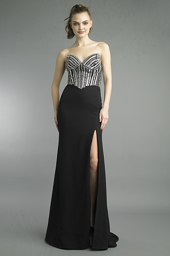 Beaded Sweetheart Strapless Column Gown
