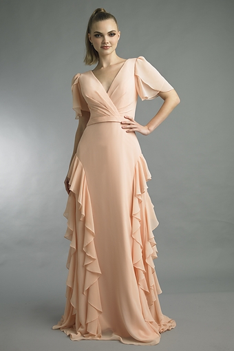 Ruffle Chiffon A-Line Gown