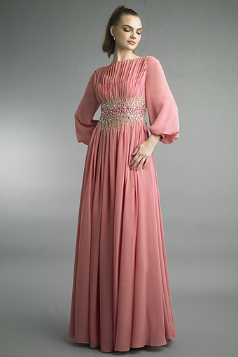 Bishop Sleeve Chiffon Gown