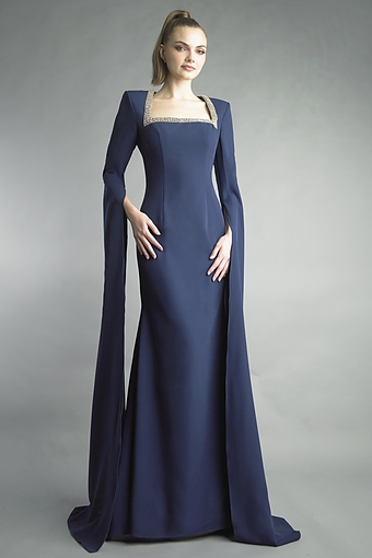 Crystal Square Neck Column Gown