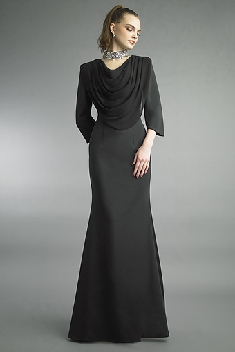 Draped Cowl Mermaid Evening Gown