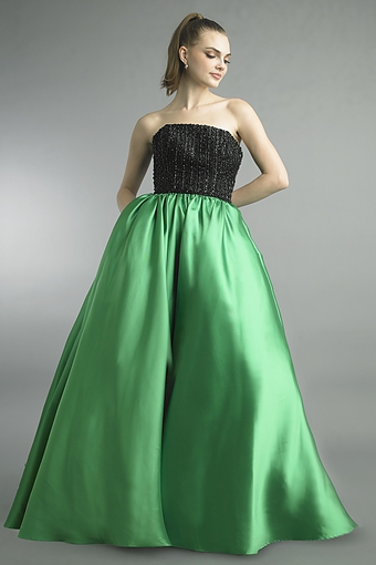 Sequined Bodice Silk Ball Gown