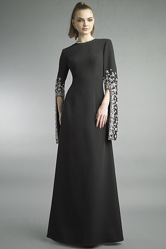Bell Sleeve Crepe Gown
