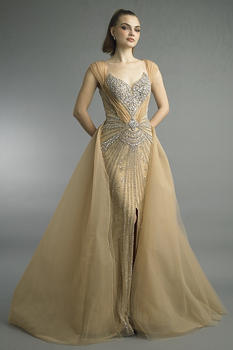 Crystal Ball Gown with Overskirt