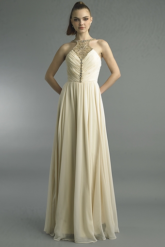 Crystal Halter Chiffon Gown