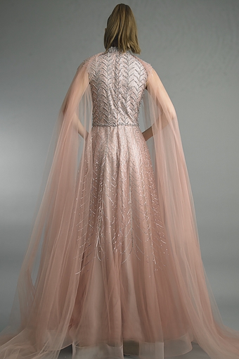 Tulle Cape Ball Gown