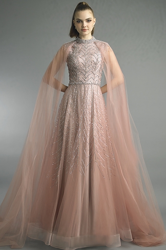 Tulle Cape Ball Gown