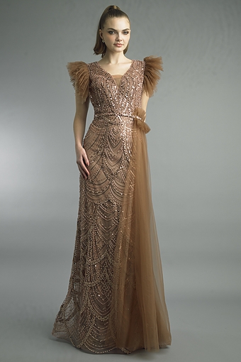 Beaded Art Deco Tulle Gown