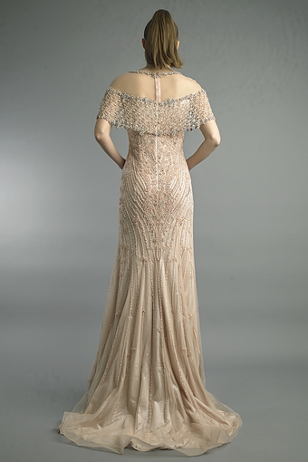 Off-Shoulder Beaded Tulle Gown