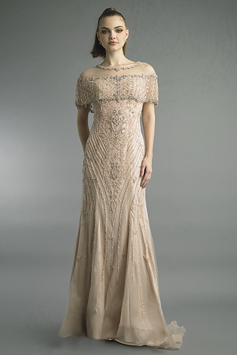 Off-Shoulder Beaded Tulle Gown