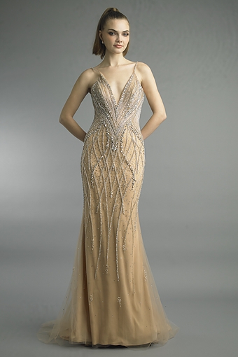 Beaded V-Neck Mermaid Gown