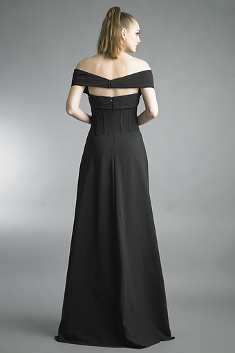 Draped Off-Shoulder Corset Gown