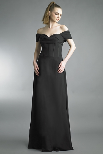 Draped Off-Shoulder Corset Gown