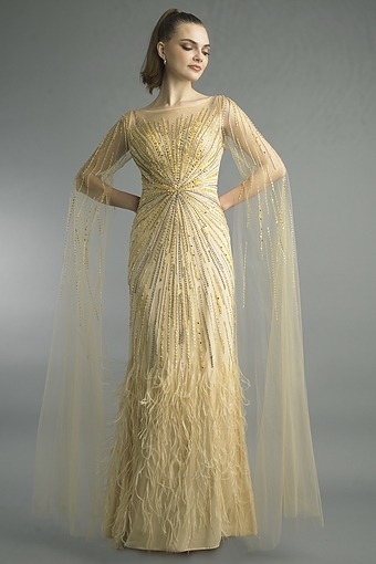 Beaded Cape Gown