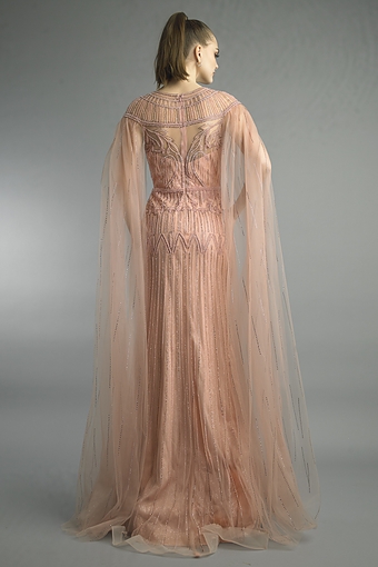 Art Deco Beaded Cape Gown
