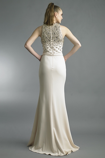 Crystal Embellished Ivory Silk Gown