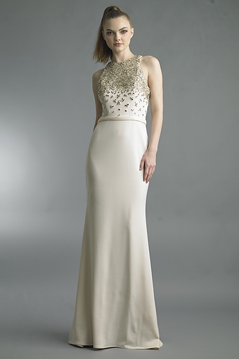 Crystal Embellished Ivory Silk Gown