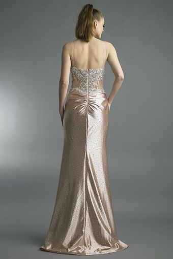 Beaded Sweetheart Slit Evening Gown