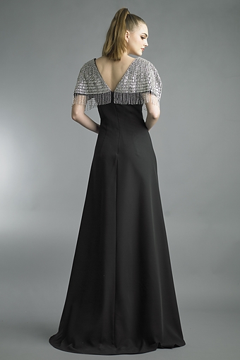Beaded Capelet Column Gown