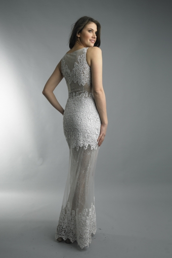 Intricate Lace Column Evening Gown