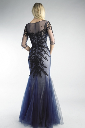 Embroidered Tulle Mermaid Gown