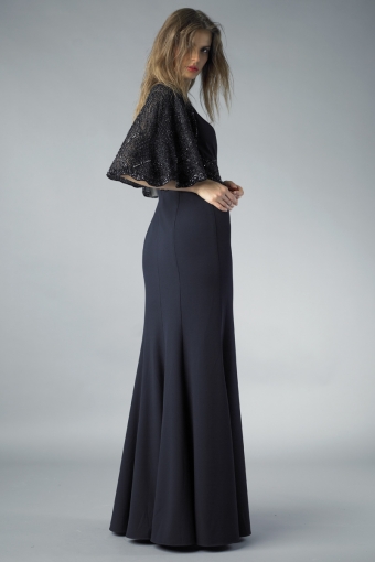 Sequined Capelet Mermaid Gown