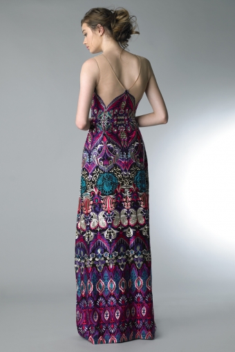 Multi color sleelevess evening gown