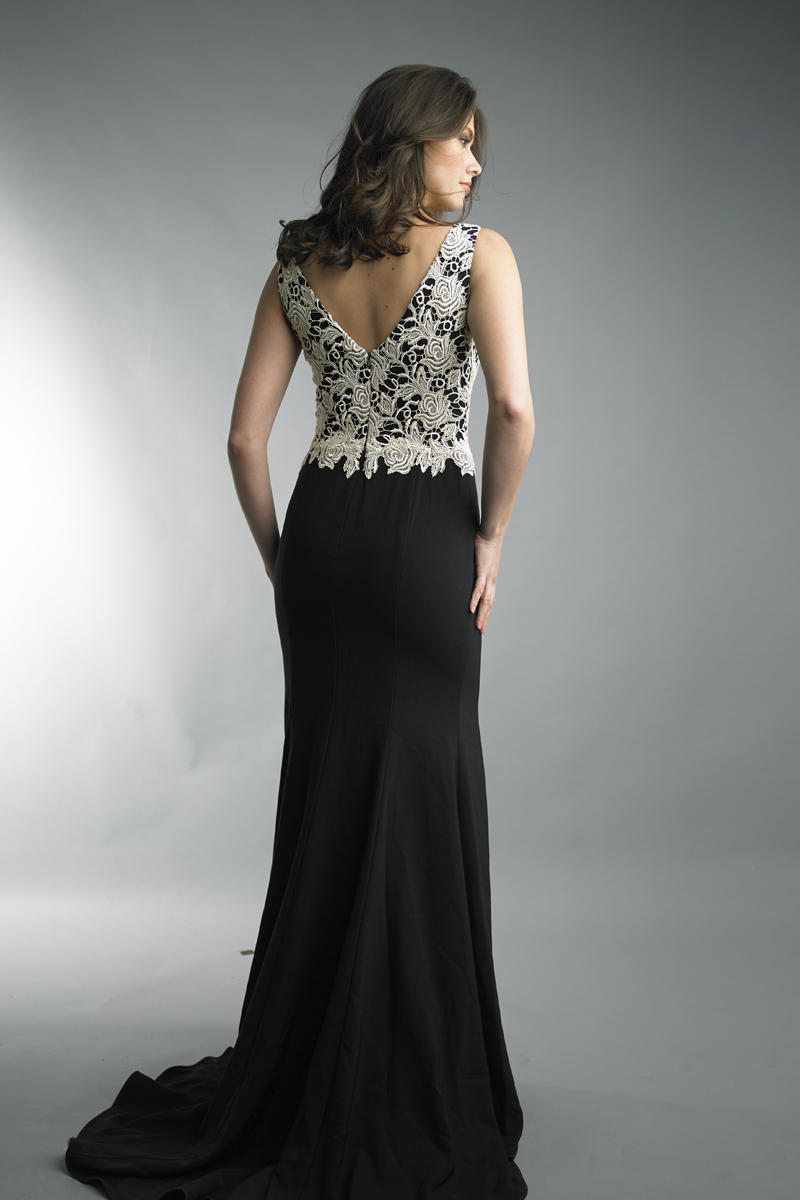 embroidered evening dress