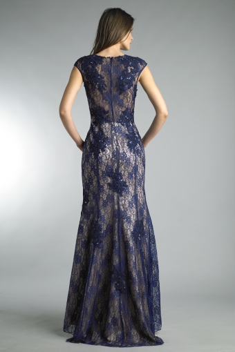 sleeveless lace evening dress