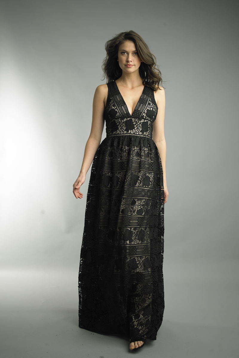 v neck evening dress