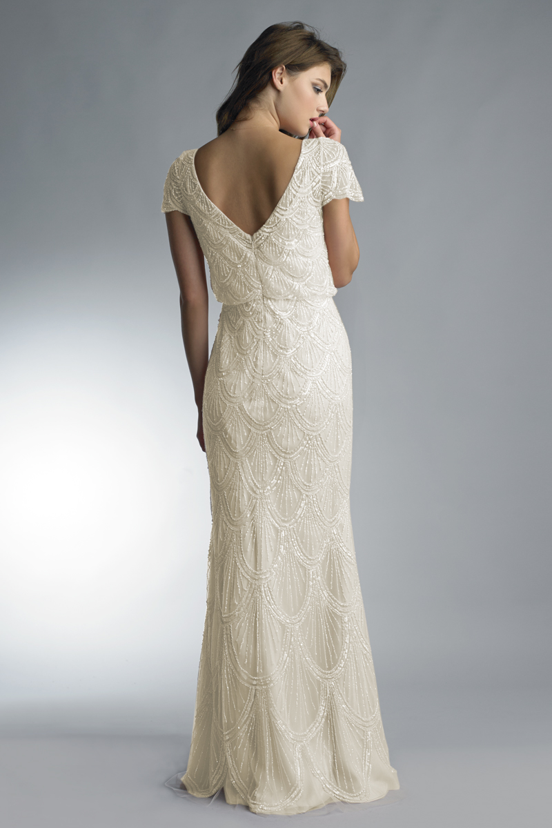 cap sleeve scalloped gown