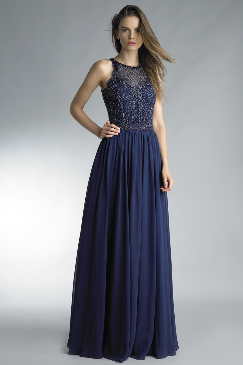 sleeveless evening gown