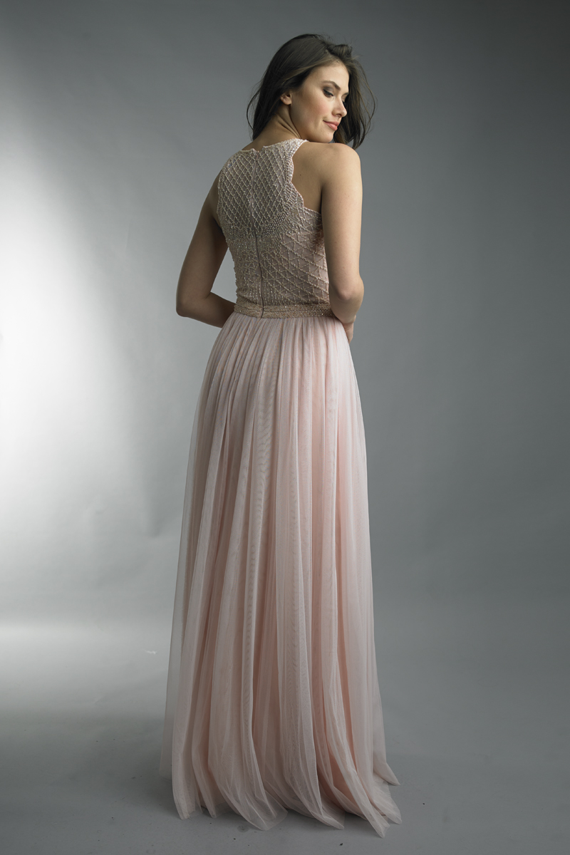 sleeveless evening gown