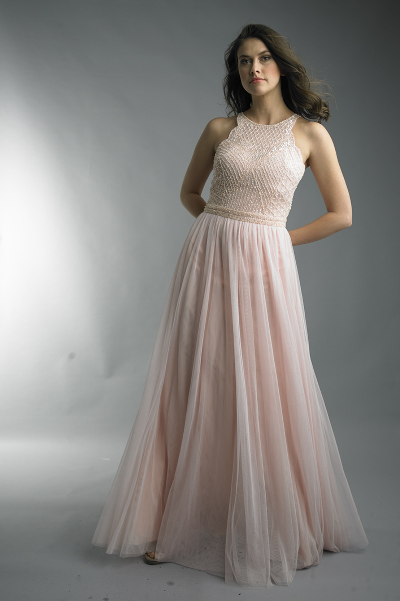 sleeveless evening gown