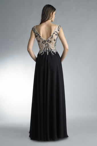 sleeveless v back evening dress