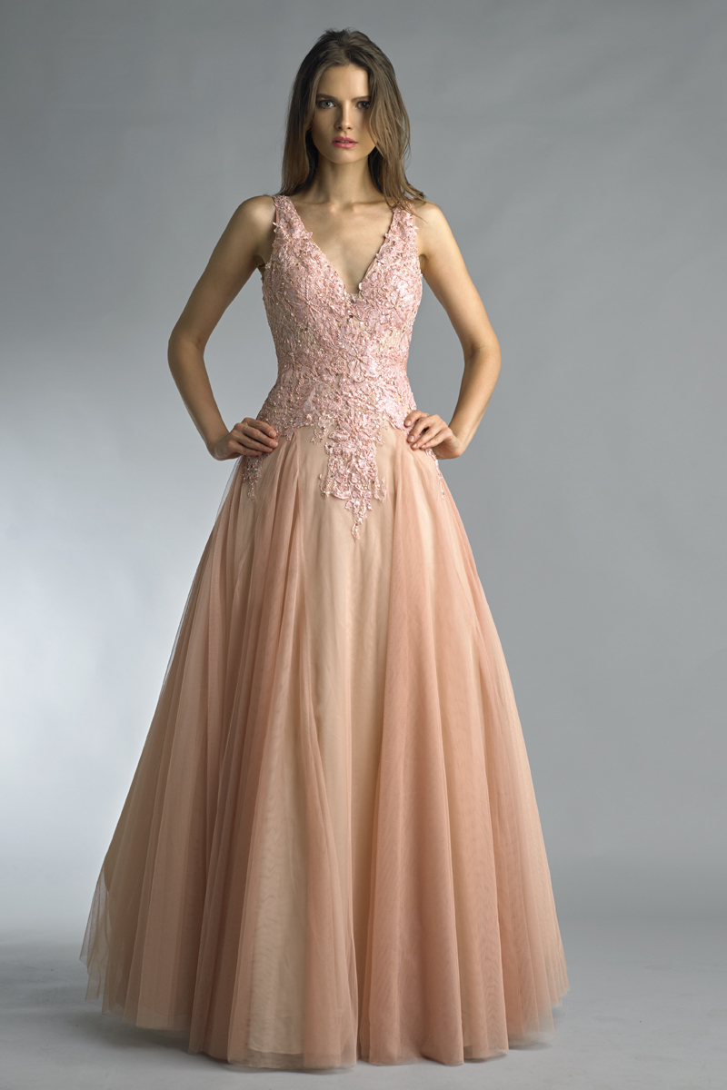 Lace V-neck Gown